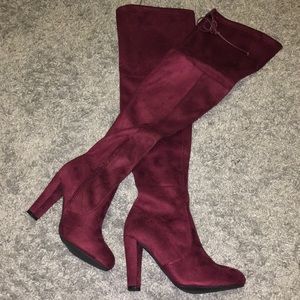 Amaya Wine Thigh High Boots 6W